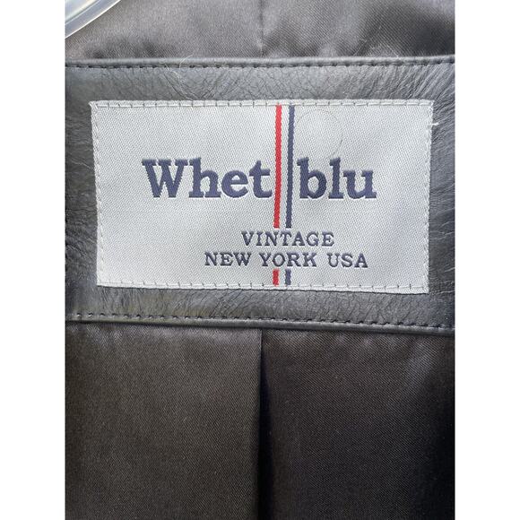 WHET BLU Leather Moto Jacket Womens XS Black Zip Snap Collar Motorcycle - Picture 13 of 15